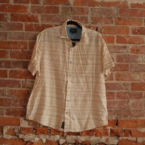 Men's White/Taupe Striped Button Down (never worn)